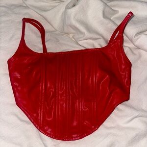 Red leather corset tank